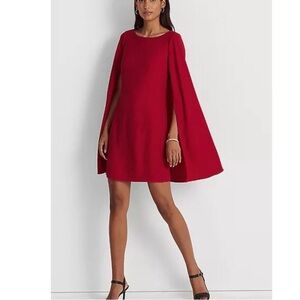 Ralph Lauren Bold Red Cape Dress